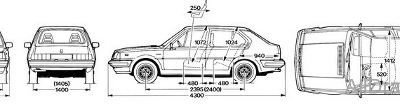 Volvo 345 (1982) (Вольво 345 (1982)) - чертежи (рисунки) автомобиля